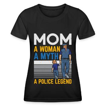 Mama Eine Frau Ein Mythos Eine Polizeilegende Rech - Frauen Funktions-T-Shirt - Schwarz - Vorne - AI Model Female 172 light (172cm)