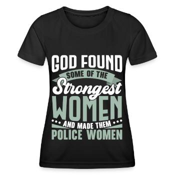 Ich bin ein Polizist und eine Ehefrau Polizei Poli - Frauen Funktions-T-Shirt - Schwarz - Vorne - AI Model Female 172 light (172cm)