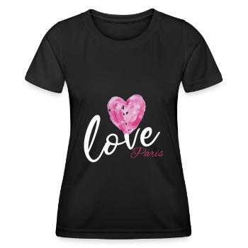 Herz für Paris in Frankreich und Franzosen - Frauen Funktions-T-Shirt - Schwarz - Vorne - AI Model Female 172 light (172cm)