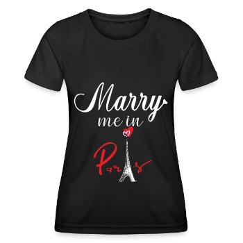 Mariage sur la Tour Eiffel à Paris France - T-shirt sport Femme - noir - Devant - AI Model Female 172 light (172cm)
