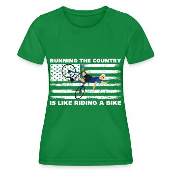 Das Land zu laufen ist wie Fahrrad fahren, lustig - Frauen Funktions-T-Shirt - Kelly Green - Vorne - AI Model Female 172 dark (172cm)