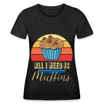 Muffin Je n’ai besoin que de muffins pâtisseries sucrées - T-shirt sport Femme - noir - Devant - AI Model Female 172 light (172cm)