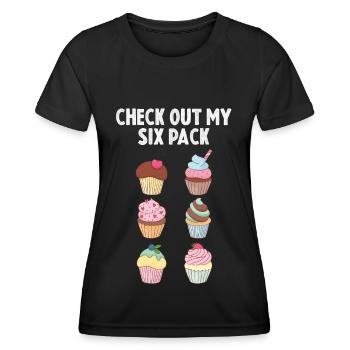 Muffin Sixpack Muffins Sweet Pastries - Women's Functional T-Shirt - black - Front - AI Model Female 172 light (172cm)