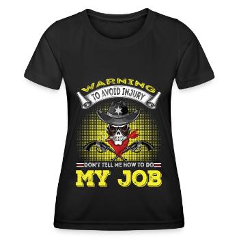 Warning Sheriff at work - Women's Functional T-Shirt - black - Front - AI Model Female 172 light (172cm)