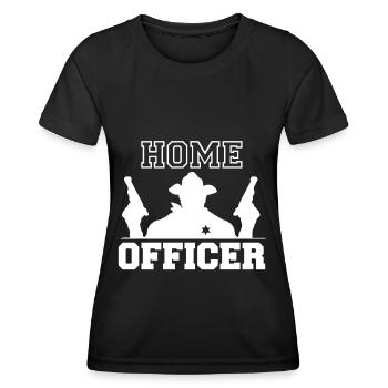 Sheriff Home Officer Sheriffstern Pistolen - Frauen Funktions-T-Shirt - Schwarz - Vorne - AI Model Female 172 light (172cm)