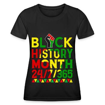 Black History Month Black History American - Frauen Funktions-T-Shirt - Schwarz - Vorne - AI Model Female 172 light (172cm)