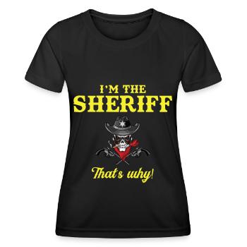 I'm a sheriff with sheriff's star and revolver - Women's Functional T-Shirt - black - Front - AI Model Female 172 light (172cm)
