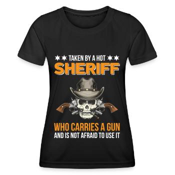 Sheriff with Revolver Badge Sheriffstern - Women's Functional T-Shirt - black - Front - AI Model Female 172 light (172cm)