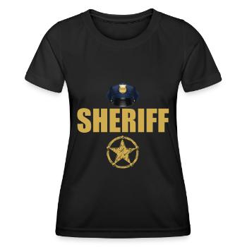 Sheriff Polizei Sheriffstern Abzeichen - Frauen Funktions-T-Shirt - Schwarz - Vorne - AI Model Female 172 light (172cm)