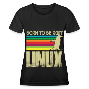 Linux Né pour être root Admin Linux - T-shirt sport Femme - noir - Devant - AI Model Female 172 light (172cm)