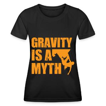 Schwerkraft Mythos Klettern Bouldern Bergsteiger - Frauen Funktions-T-Shirt - Schwarz - Vorne - AI Model Female 172 light (172cm)