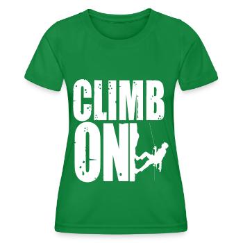 Bouldern Climb On Berg Klettern Bergsteiger - Frauen Funktions-T-Shirt - Kelly Green - Vorne - AI Model Female 172 dark (172cm)