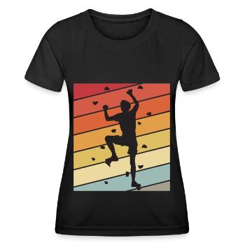 Kletterwand Retro Bouldern Klettern Berge - Frauen Funktions-T-Shirt - Schwarz - Vorne - AI Model Female 172 light (172cm)