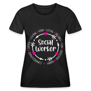 Sozialarbeiter Job Beruf Soziale Wohlfahrt - Frauen Funktions-T-Shirt - Schwarz - Vorne - AI Model Female 172 light (172cm)