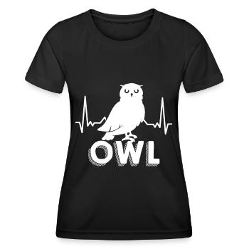 Owl Heartbeat Nocturnal Owl Eagle Owl - Women's Functional T-Shirt - black - Front - AI Model Female 172 light (172cm)