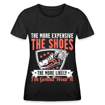 Collectionneur de chaussures Collectionneur de chaussures Amateur de baskets - T-shirt sport Femme - noir - Devant - AI Model Female 172 light (172cm)
