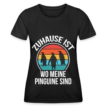 Pingouins à la maison Pôle Nord Penguin Animal love - T-shirt sport Femme - noir - Devant - AI Model Female 172 light (172cm)