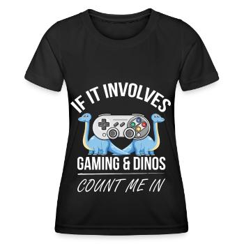 Dinosaur Console Games - Women's Functional T-Shirt - black - Front - AI Model Female 172 light (172cm)