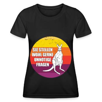 Känguru Retro Beuteltiere Australien - Frauen Funktions-T-Shirt - Schwarz - Vorne - AI Model Female 172 light (172cm)