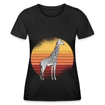 Giraffe Retro Afrika Savanne - Frauen Funktions-T-Shirt - Schwarz - Vorne - AI Model Female 172 light (172cm)