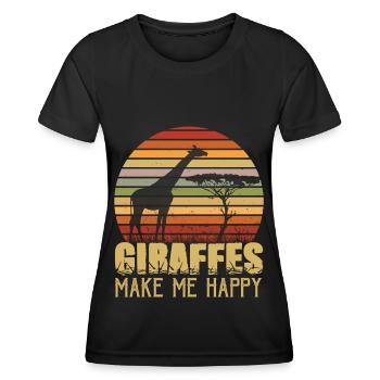 Giraffen Glück Afrika Safari Savanne - Frauen Funktions-T-Shirt - Schwarz - Vorne - AI Model Female 172 light (172cm)