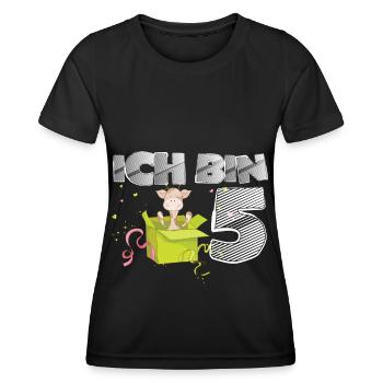 Giraffe 5 Geburtstag Safari Afrika Savanne - Frauen Funktions-T-Shirt - Schwarz - Vorne - AI Model Female 172 light (172cm)