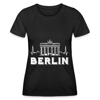 Berlin Herzschlag Brandenburger Tor Deutschland - Frauen Funktions-T-Shirt - Schwarz - Vorne - AI Model Female 172 light (172cm)