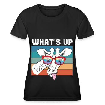Giraffe What's Up Safari Afrika Dschungel - Frauen Funktions-T-Shirt - Schwarz - Vorne - AI Model Female 172 light (172cm)