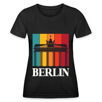 Berlin Retro Brandenburger Tor Deutschland - Frauen Funktions-T-Shirt - Schwarz - Vorne - AI Model Female 172 light (172cm)