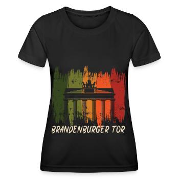 Brandenburger Tor Retro Berlin Deutschland - Frauen Funktions-T-Shirt - Schwarz - Vorne - AI Model Female 172 light (172cm)
