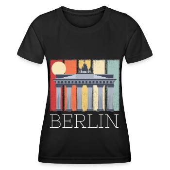 Brandenburger Tor Berlin Mond Deutschland - Frauen Funktions-T-Shirt - Schwarz - Vorne - AI Model Female 172 light (172cm)