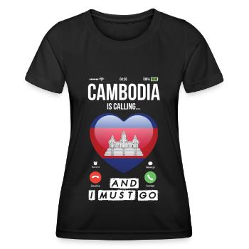 Cambodia Calls Holiday Asia Angkor Wat Temple - Women's Functional T-Shirt - black - Front - AI Model Female 172 light (172cm)