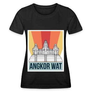Angkor Wat Retro Cambodia Temple Asia - Women's Functional T-Shirt - black - Front - AI Model Female 172 light (172cm)