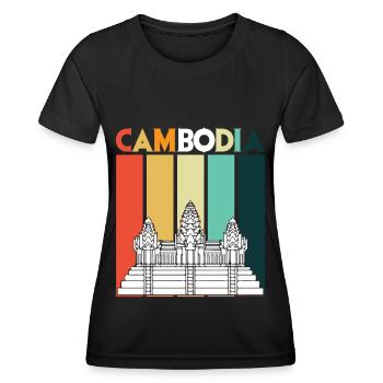 Cambodia Angkor Wat Retro Temple Asia - Women's Functional T-Shirt - black - Front - AI Model Female 172 light (172cm)