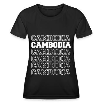 Cambodia Retro Asia Holiday Angkor Wat Temple - Women's Functional T-Shirt - black - Front - AI Model Female 172 light (172cm)