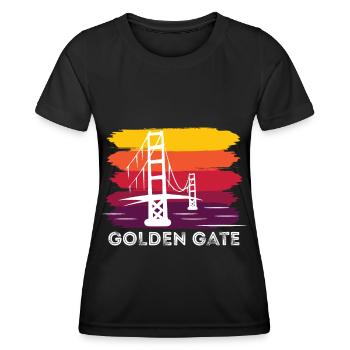 Golden Gate Retro Baie de San Francisco Californie - T-shirt sport Femme - noir - Devant - AI Model Female 172 light (172cm)