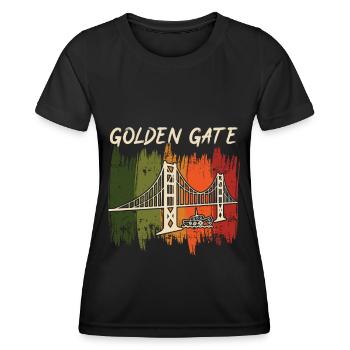 Golden Gate Retro Bridge San Francisco Californie - T-shirt sport Femme - noir - Devant - AI Model Female 172 light (172cm)