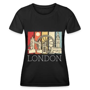 London Skyline Phone Booth Big Ben Double-Decker - Women's Functional T-Shirt - black - Front - AI Model Female 172 light (172cm)