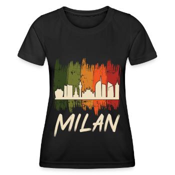 Milan Retro Skyline Cathédrale de Milan - T-shirt sport Femme - noir - Devant - AI Model Female 172 light (172cm)