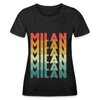 Milan Retro Vintage Italie Cathédrale de Milan - T-shirt sport Femme - noir - Devant - AI Model Female 172 light (172cm)