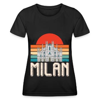 Milan Sunrise Italie Cathédrale de Milan Cathédrale de Milan - T-shirt sport Femme - noir - Devant - AI Model Female 172 light (172cm)