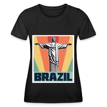 Brésil Rétro Cristo Redentor Christ le Rédempteur Statue Rio - T-shirt sport Femme - noir - Devant - AI Model Female 172 light (172cm)