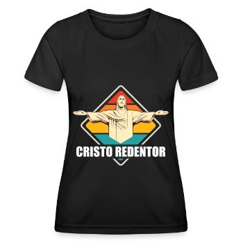Cristo Redentor Statue du Christ Rédempteur Rio Brésil - T-shirt sport Femme - noir - Devant - AI Model Female 172 light (172cm)