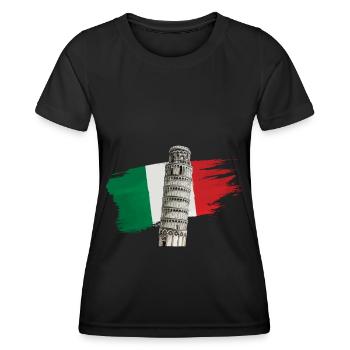 Italie Tour penchée de Pise - T-shirt sport Femme - noir - Devant - AI Model Female 172 light (172cm)
