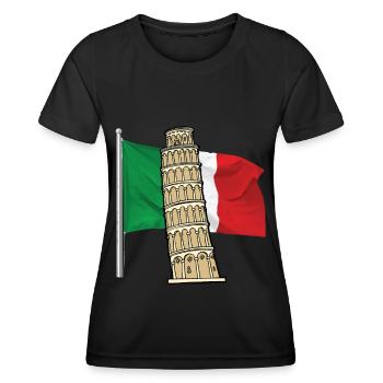 Drapeau de l’Italie avec tour penchée de Pise - T-shirt sport Femme - noir - Devant - AI Model Female 172 light (172cm)