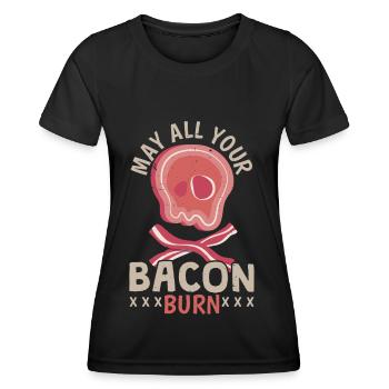 Möge all dein Speck brennen Fleischliebhaber Speck - Frauen Funktions-T-Shirt - Schwarz - Vorne - AI Model Female 172 light (172cm)