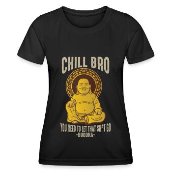 Bouddha Chill Bro Méditation Réduction du stress - T-shirt sport Femme - noir - Devant - AI Model Female 172 light (172cm)