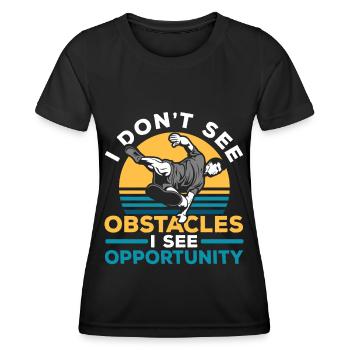 Je ne vois pas d’obstacles, je vois les victimes - T-shirt sport Femme - noir - Devant - AI Model Female 172 light (172cm)