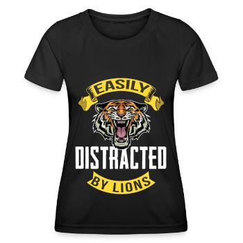 Tiger und Löwen Afrika Savanne - Frauen Funktions-T-Shirt - Schwarz - Vorne - AI Model Female 172 light (172cm)