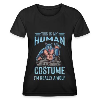 Wolf Costume Werewolf Wild Dog Wolves - Women's Functional T-Shirt - black - Front - AI Model Female 172 light (172cm)